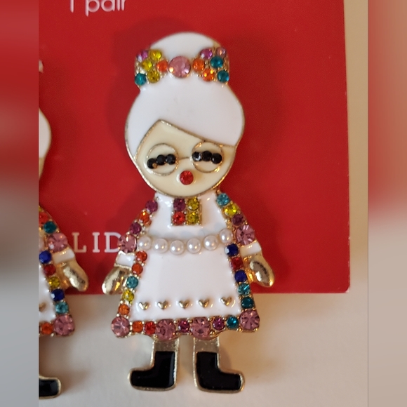 Christmas Mrs. Claus Pierced Earrings New - Picture 2 of 2